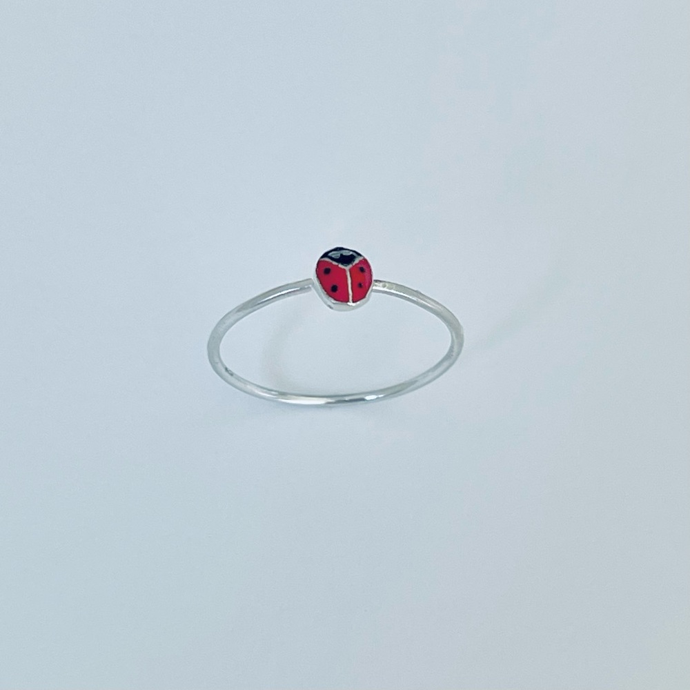 Sterling Silver Tiny Ladybug Ring, Silver Rings, … - image 4